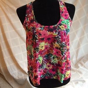 Sheer floral Razorback tank top from bongo